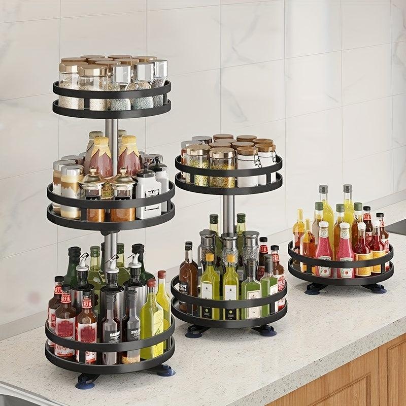 Rotatable Seasoning Bottle Rack for Kitchen Storage