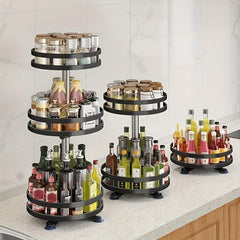 Rotatable Seasoning Bottle Rack for Kitchen Storage