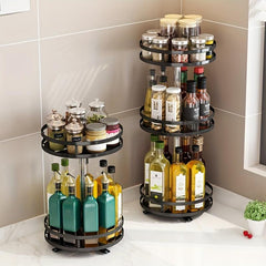 Rotatable Seasoning Bottle Rack for Kitchen Storage
