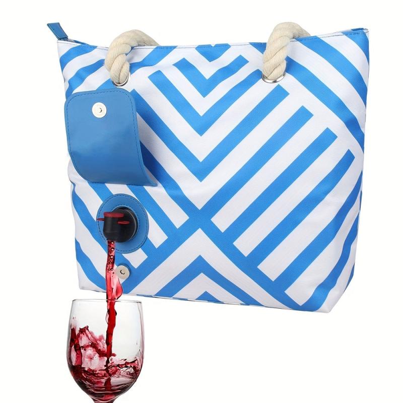 Insulated Wine Tote Bag With Dispenser Large Cooler Bag for Outdoor Picnics