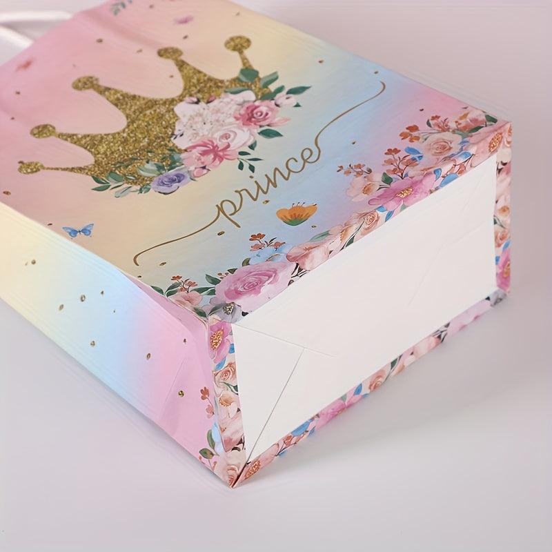10PCS Pink Romantic Flower Gift Bag Crown Castle Dream Handbag Goodie Bag