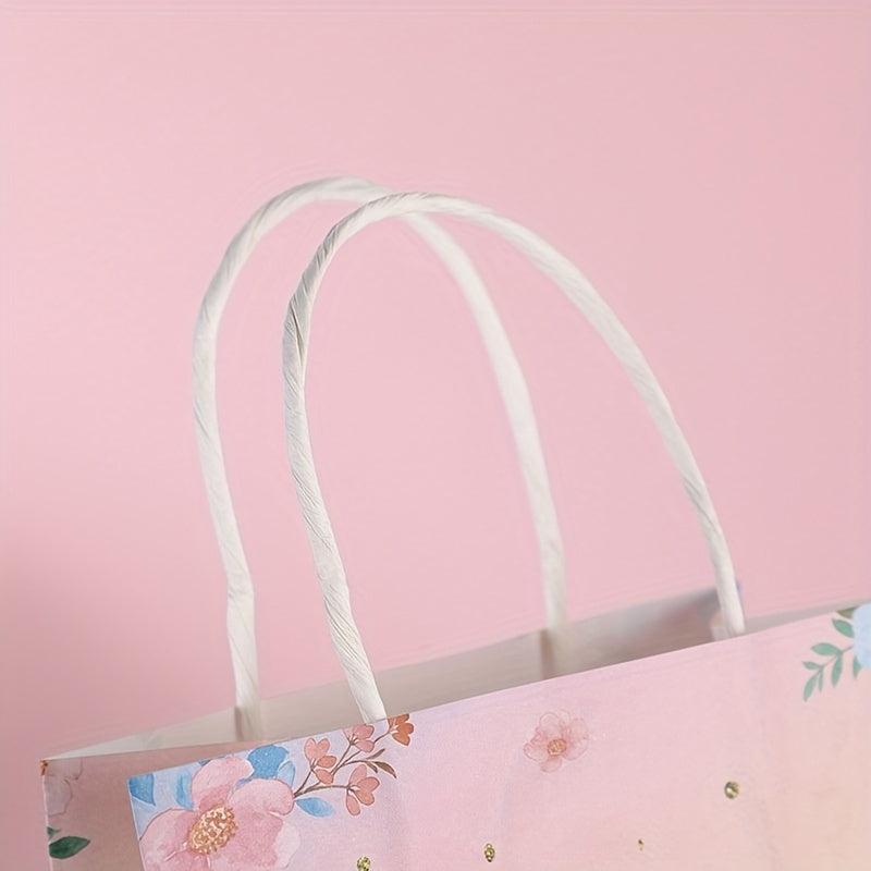 10PCS Pink Romantic Flower Gift Bag Crown Castle Dream Handbag Goodie Bag