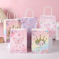 10PCS Pink Romantic Flower Gift Bag Crown Castle Dream Handbag Goodie Bag