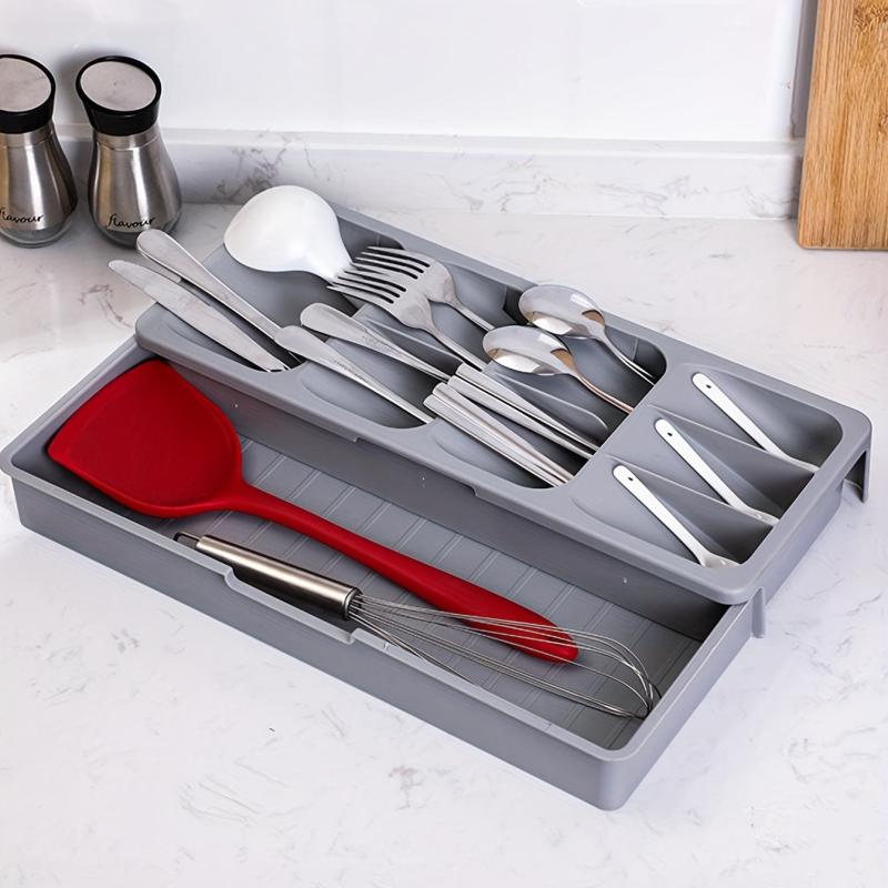 Expandable Drawer Flatware Organizers Double Layer Two Tone Tableware Drawer Sto
