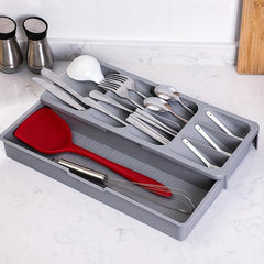 Expandable Drawer Flatware Organizers Double Layer Two Tone Tableware Drawer Sto