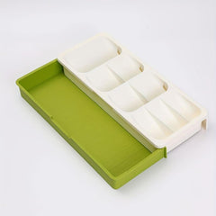 Expandable Drawer Flatware Organizers Double Layer Two Tone Tableware Drawer Sto