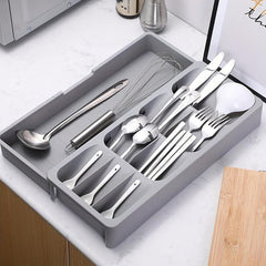 Expandable Drawer Flatware Organizers Double Layer Two Tone Tableware Drawer Sto