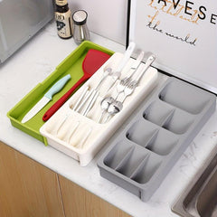 Expandable Drawer Flatware Organizers Double Layer Two Tone Tableware Drawer Sto