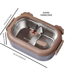Bear Stainless Steel Lunch Box Divided Bento Box Keeps Food Fresh with Lid