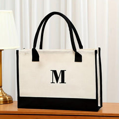 Letter Canvas Handbag Eco Friendly Bag for Beach Camping and Picnic