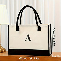Letter Canvas Handbag Eco Friendly Bag for Beach Camping and Picnic