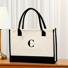 Letter Canvas Handbag Eco Friendly Bag for Beach Camping and Picnic