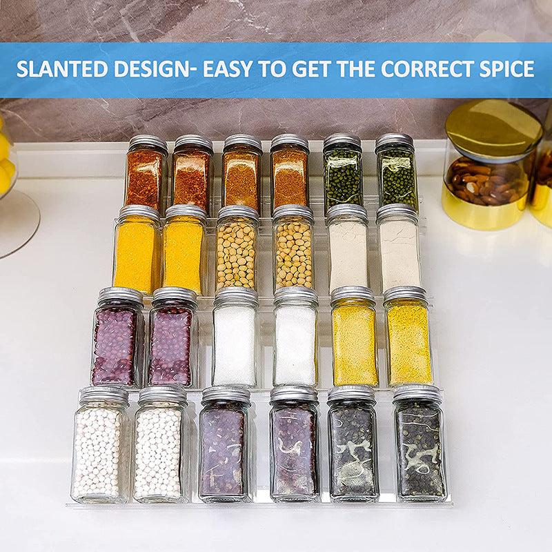 4 Tier Acrylic Spice Drawer Organizer Insert Kitchen Rack Tray