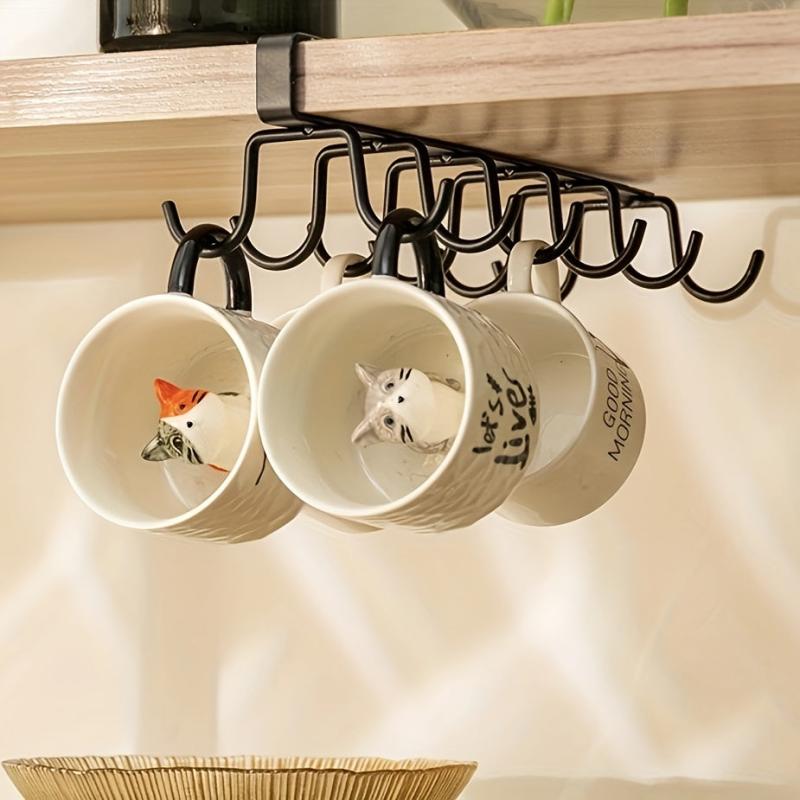 Inverted Cup Holder Drain Storage Organizer Hanging Glass Cup Rack No Punching