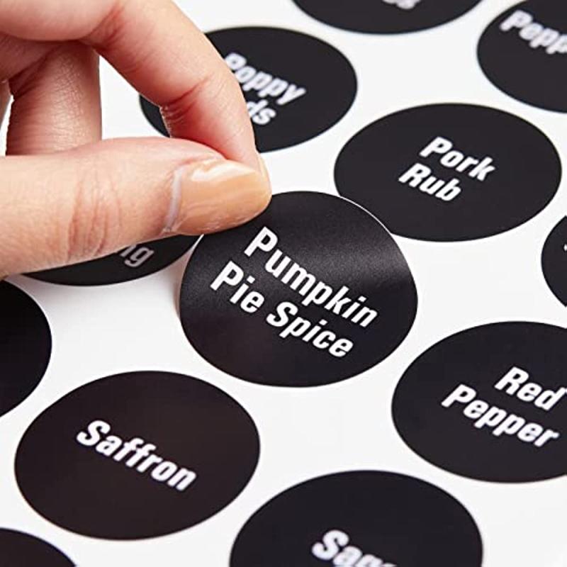 Set Of 144 Round Spice Jar Labels Water Resistant Chalkboard Seasoning Stickers