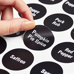 Set Of 144 Round Spice Jar Labels Water Resistant Chalkboard Seasoning Stickers