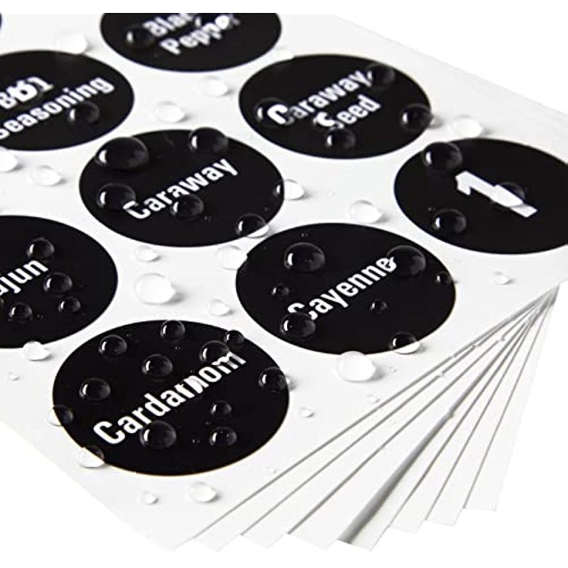 Set Of 144 Round Spice Jar Labels Water Resistant Chalkboard Seasoning Stickers
