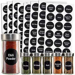 Set Of 144 Round Spice Jar Labels Water Resistant Chalkboard Seasoning Stickers