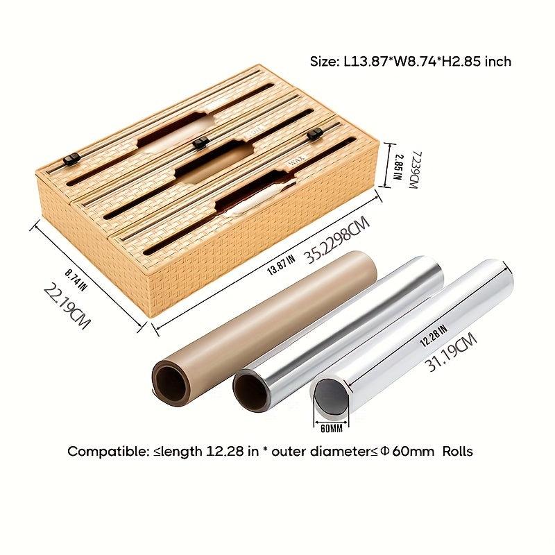 3-in-1 Wrap Cutter: Aluminum Foil, Plastic Wrap, Wax Paper Cutting Box