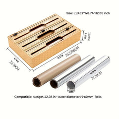 3-in-1 Wrap Cutter: Aluminum Foil, Plastic Wrap, Wax Paper Cutting Box
