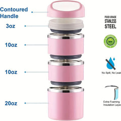 Stainless Steel Round Lunch Box Bento Leakproof Container for School Workers