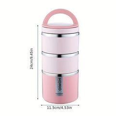 Stainless Steel Round Lunch Box Bento Leakproof Container for School Workers