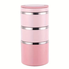 Stainless Steel Round Lunch Box Bento Leakproof Container for School Workers
