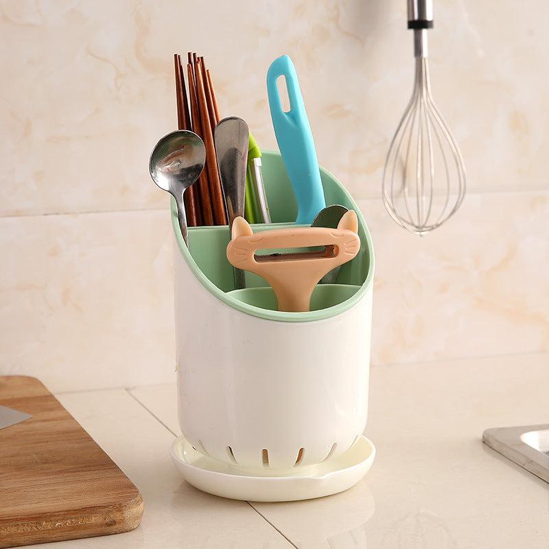 3 Layer Tableware Storage Tube Draining Rack with Drip Tray