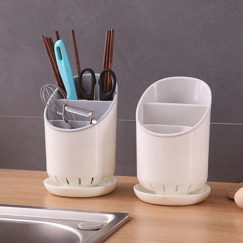 3 Layer Tableware Storage Tube Draining Rack with Drip Tray