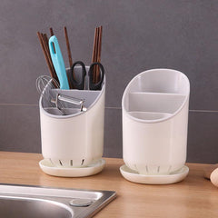3 Layer Tableware Storage Tube Draining Rack with Drip Tray
