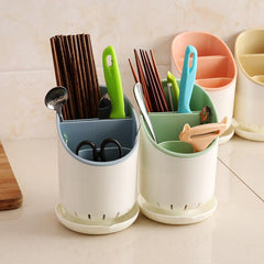 3 Layer Tableware Storage Tube Draining Rack with Drip Tray