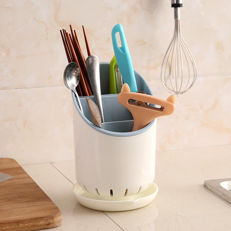 3 Layer Tableware Storage Tube Draining Rack with Drip Tray