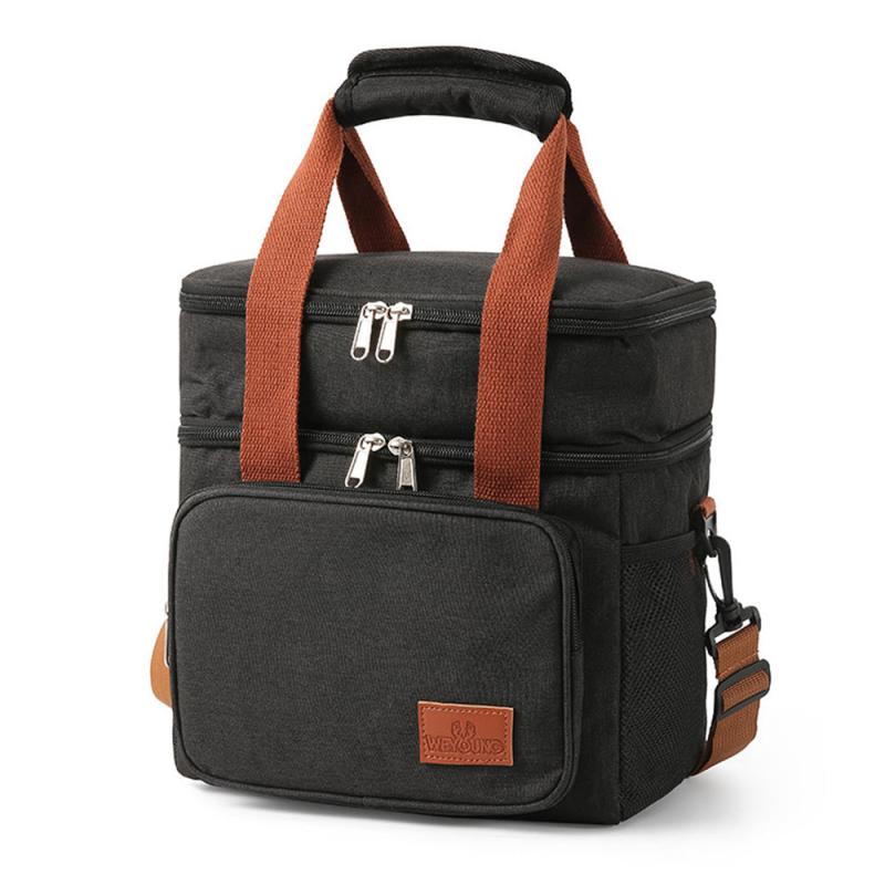 Double Deck Insulated Lunch Box Bag Leakproof Tote Hand Wash Waterproof
