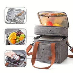 Double Deck Insulated Lunch Box Bag Leakproof Tote Hand Wash Waterproof