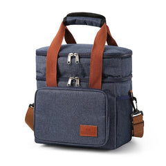 Double Deck Insulated Lunch Box Bag Leakproof Tote Hand Wash Waterproof