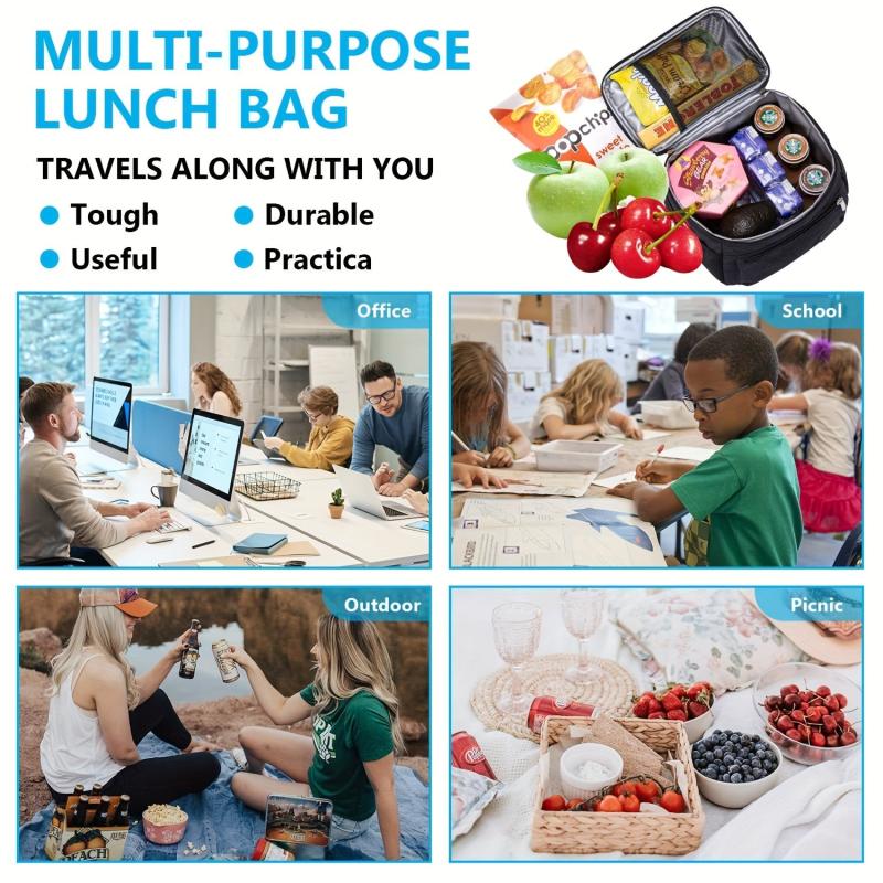 Insulated Lunch Bag for Camping Picnic Beach - School and Work Essential