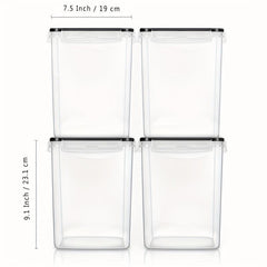 4pcs Airtight Flour & Sugar Containers 5.2L Candy Jars w/ Lids