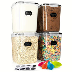 4pcs Airtight Flour & Sugar Containers 5.2L Candy Jars w/ Lids
