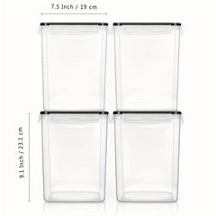4pcs Airtight Flour & Sugar Containers 5.2L Candy Jars w/ Lids