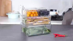 7-Piece Fridge Organizer Set Clear Plastic Produce Saver w/Lid