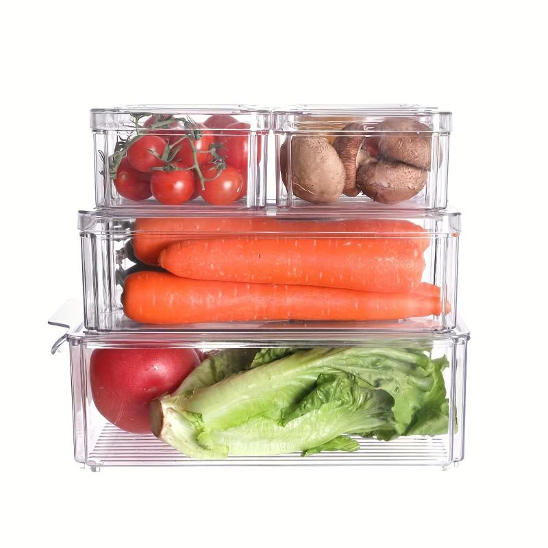 7-Piece Fridge Organizer Set Clear Plastic Produce Saver w/Lid