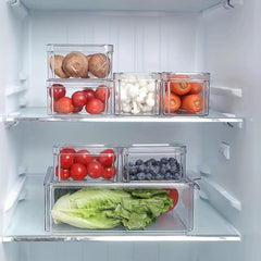7-Piece Fridge Organizer Set Clear Plastic Produce Saver w/Lid