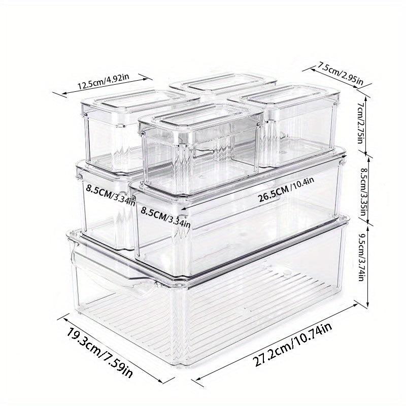 7-Piece Fridge Organizer Set Clear Plastic Produce Saver w/Lid