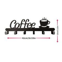 Metal Coffee Mug Holder with 6 Hooks Wall Mounted Rack for Kitchen Bar