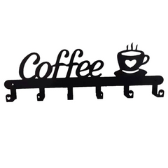 Metal Coffee Mug Holder with 6 Hooks Wall Mounted Rack for Kitchen Bar