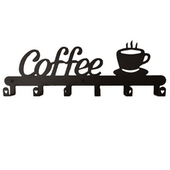 Metal Coffee Mug Holder with 6 Hooks Wall Mounted Rack for Kitchen Bar