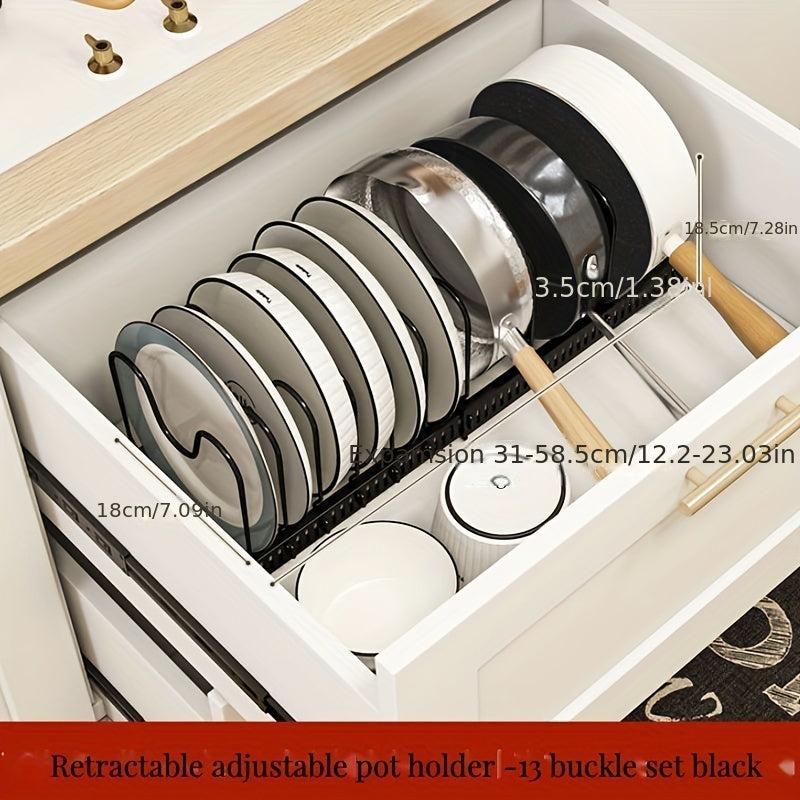Adjustable Pot and Pan Organizer Rack for Cabinets