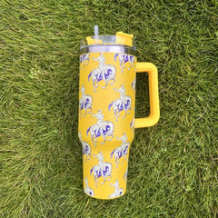 Western Cowboy Print 40oz Tumbler Stainless Steel Double Wall With Lid & Handle