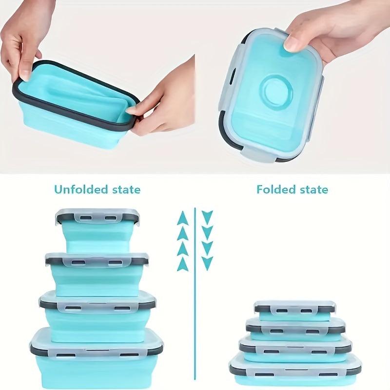 1pc Foldable Silicone Food Storage Container Space Saving Box Microwaveable
