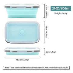 1pc Foldable Silicone Food Storage Container Space Saving Box Microwaveable